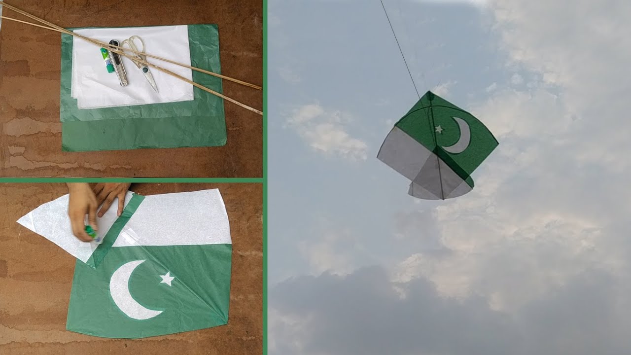 Pakistan's flag kite making at home and flying test Pakistan's