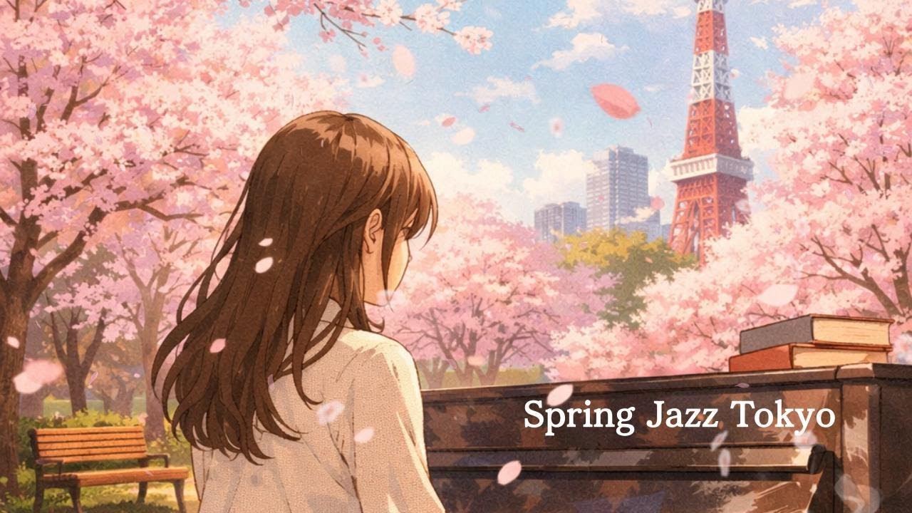 Cherry Blossom Spring Jazz 🌸 Relaxing Piano & Soft Sax  Tokyo Park Lo-fi for Study & Relax
