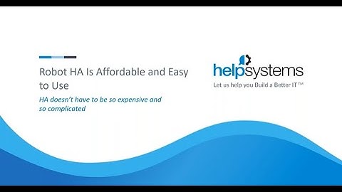 Robot | Affordable and Easy-to-Use High Availability with Robot HA