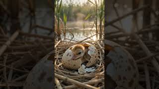 Incredible Crane Chick Hatching From Egg! 🦩 #shorts #birds #crane #nature #wildlife #animals