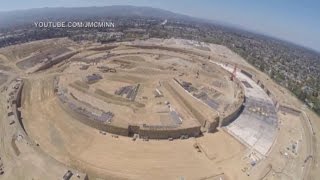Raw Video: Apple's 'Spaceship' Campus Filmed by Drone Raw Video: Apple's 'Spaceship' Campus Filmed by Drone