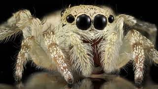Tiny jumping spider 3d stack macro closeup in 4K