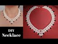 How to make a pearl necklace with crystal bicones || DIY pearl beaded necklace tutorial