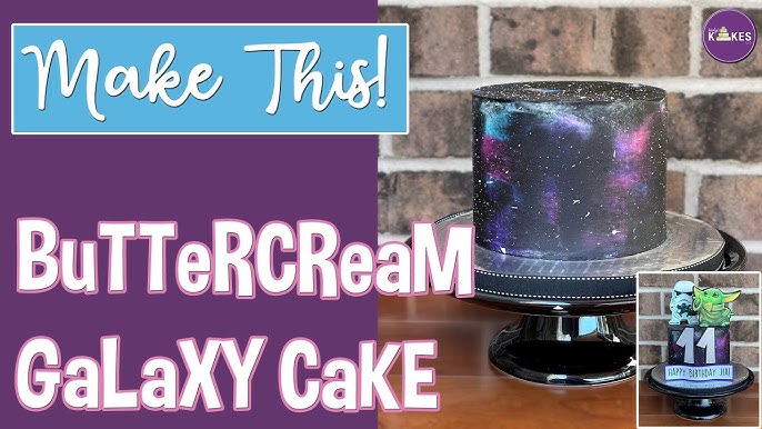 Tutorial of airbrushed galaxy/ space cake on buttercream. #tutorial #, cakes