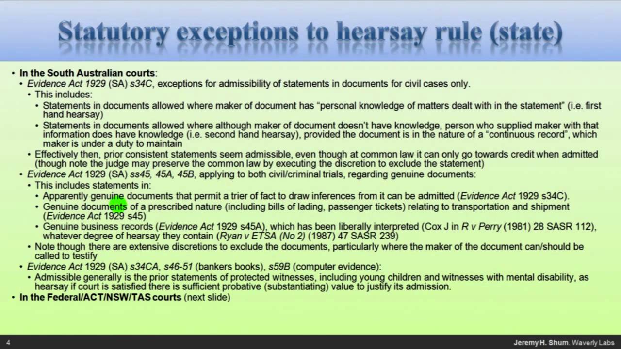 8 1 Exceptions To The Hearsay Rule YouTube