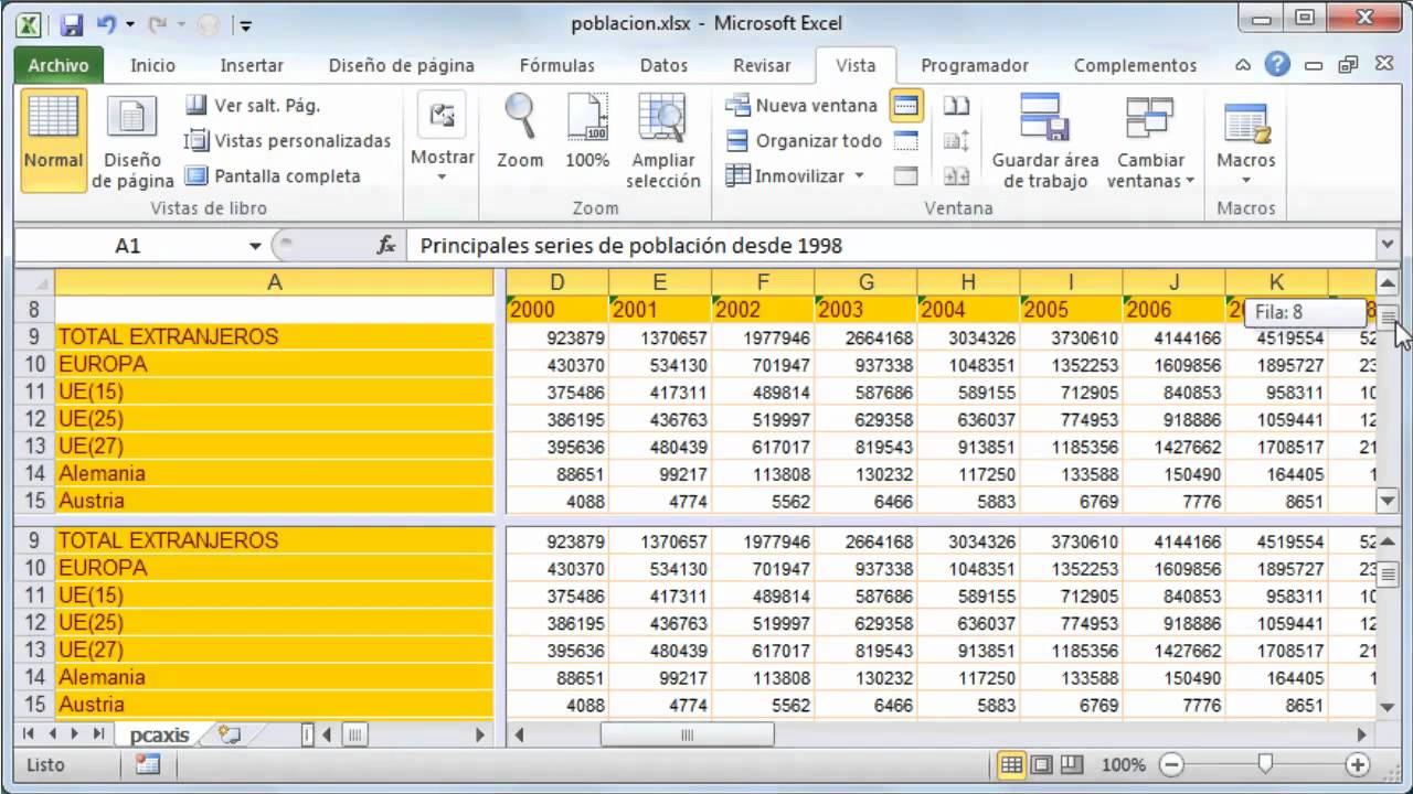 Curso De Excel 2010 142 Dividir Una Hoja En Paneles Youtube