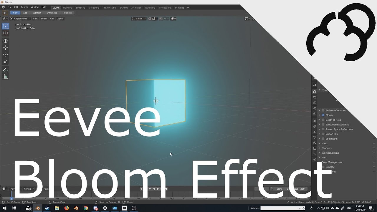 Blender 2.8 - Eevee - Bloom Effect tutorial 