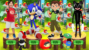 Tag with Ryan vs Sonic Dash vs Ben 10 Up to Speed vs Cartoon Cat Run - Android Gameplay