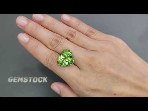 Mint green tourmaline in a high-precision cut 13.87 carats, heart shape Video  № 1