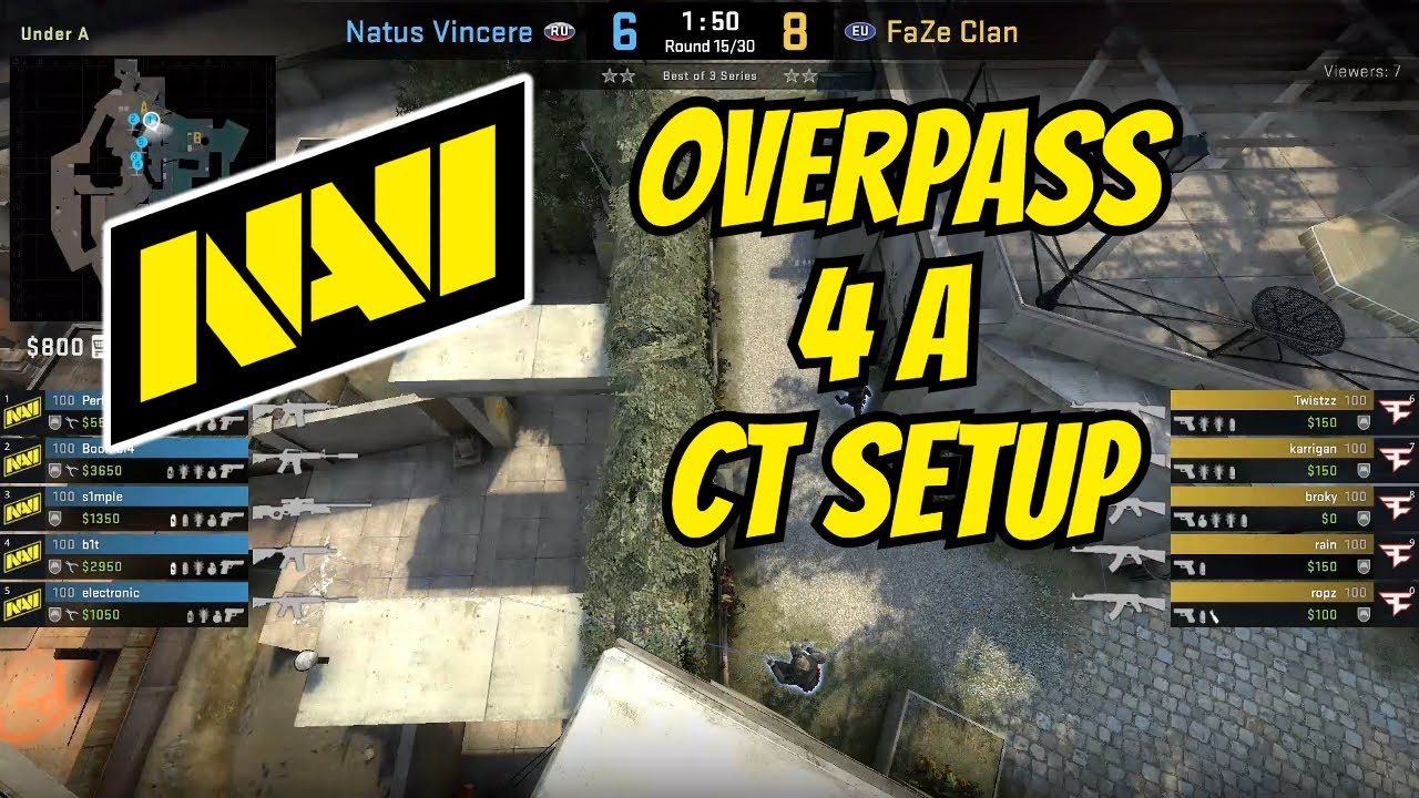 NAVI Overpass 4 A CT Setup (CS:GO Tactics)