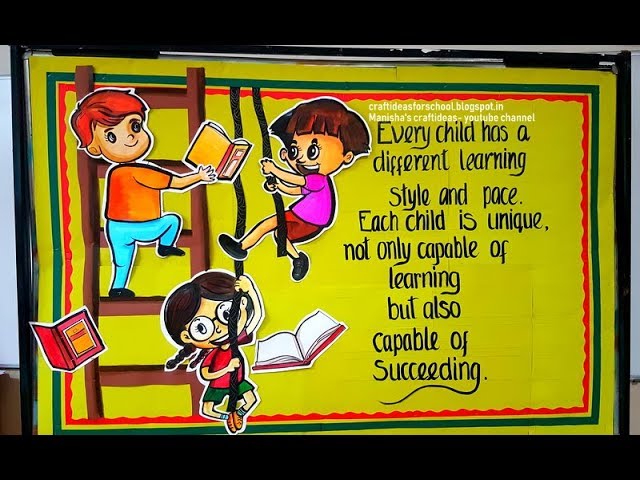 ptm bulletin board ,children on rope and ladder board decoration ...