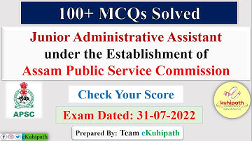 JAA APSC | Complete Answer Key | Exam dated: 31.07.2022 | Check your score