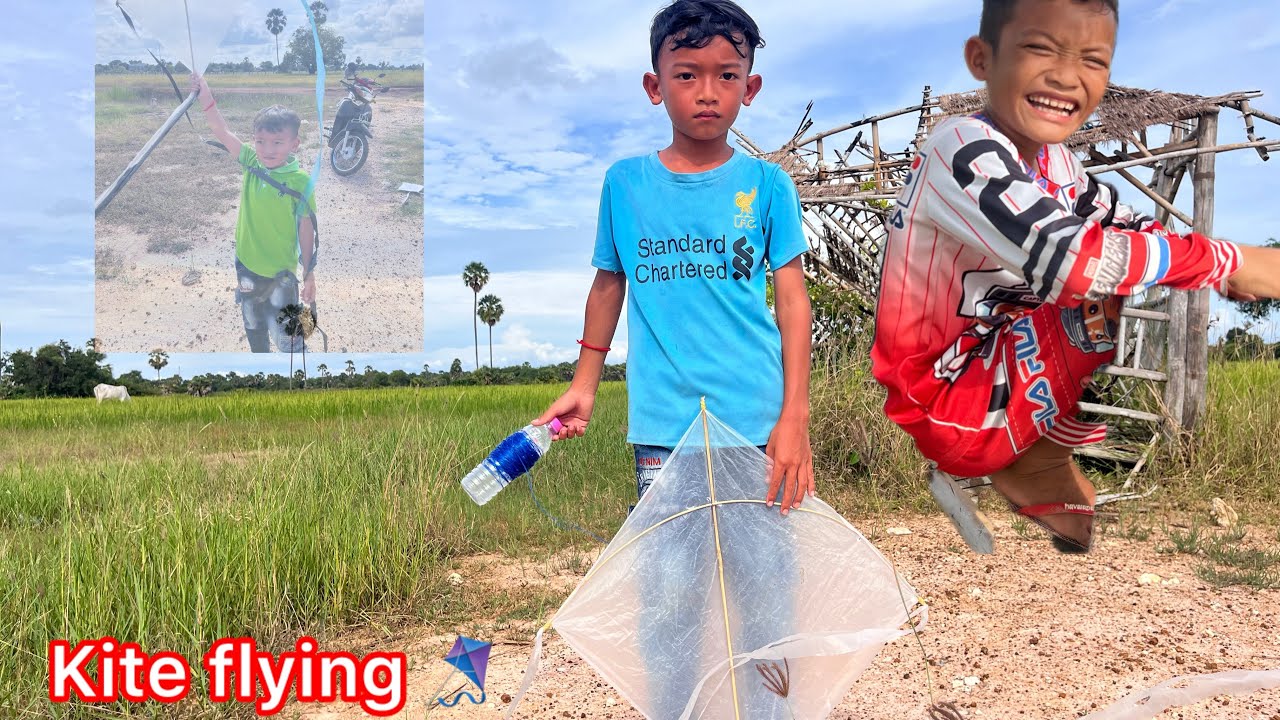 Cow boys flying kite at the rice field 🪁 [Team kite] - YouTube