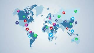 Social media icons world map #copyright free video #Stock video #musicstockfootage