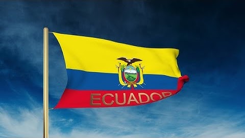 Ecuador Flag Slider Style With Title. Waving In The Wind With Cloud Background A Stock Animation