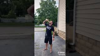 Family does TikTok basketball bottle flip challenge