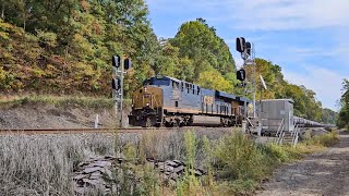 Fast CSX ethanol train passes through on a nice Autumn afternoon