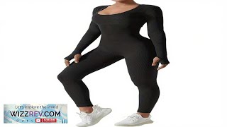 Womens One Piece Yoga Bodysuit Seamless Long Sleeve Athletic Shaping Suit High Stretch