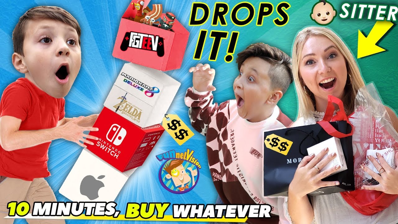 10 Minutes Buy Whatever Challenge 4 Babysitter Chase S Bwycc Turn Fv Family Youtube - fgteev shawn's roblox obby in real life
