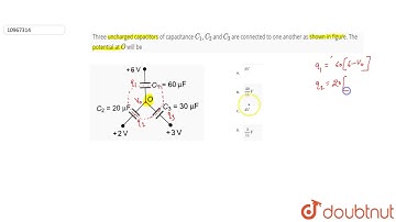 Three uncharged capacitors of capacitance `C_1,C_2` and `C_3` are