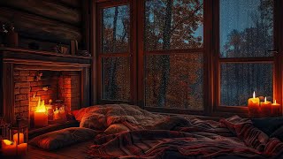 Cozy Bedroom Ambience | Night Forest with Thunderstorm and Heavy Rain Falling to Deep Sleep