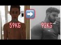 2 YEAR BULKING NATURAL BODY TRANSFORMATION (18-20 Years Old) | 59kg-92kg