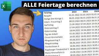 Gesetzliche Feiertage in Excel automatisch berechnen - Für die Jahre 1900 bis 2203!