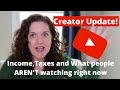 YouTube Creator Update! Analytics, Taxes and Income!
