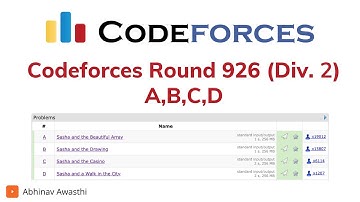 A,B,C,D | Codeforces Round 926 (Div. 2) Solutions | Abhinav Awasthi