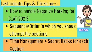 How to handle negative marking in CLAT 2021| Tips to attempt CLAT 2021 exam| Order/Time Management