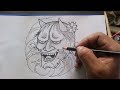 How to draw a hannya mask-drawing hannya tattoo