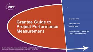 Grantee Guide to Project Performance Measuement Webinar