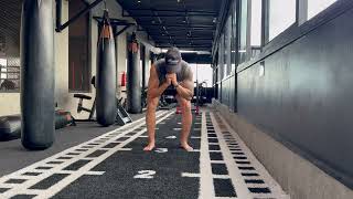 Deep squat hip internal rotation + hamstring