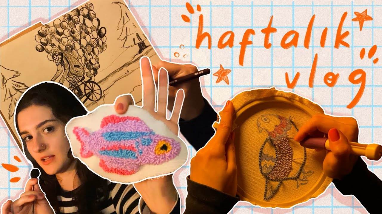 Art blockumu yenmeye çalıştığım bi vlog | Revizeler, punch nakışı ve eskiz pratikleri 🐝