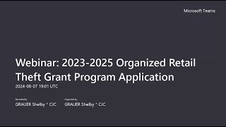 Celebrity Webinar: Organized Retail Theft Grant Program - Application Wealth