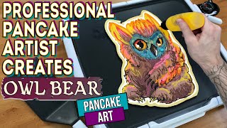 Professional Pancake Artist Creates - Baby Owlbear Pancake Art Dungeons And Dragons