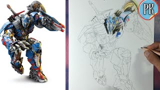How to draw Optimus Prime  transformer // outline and coloring tutorial ||