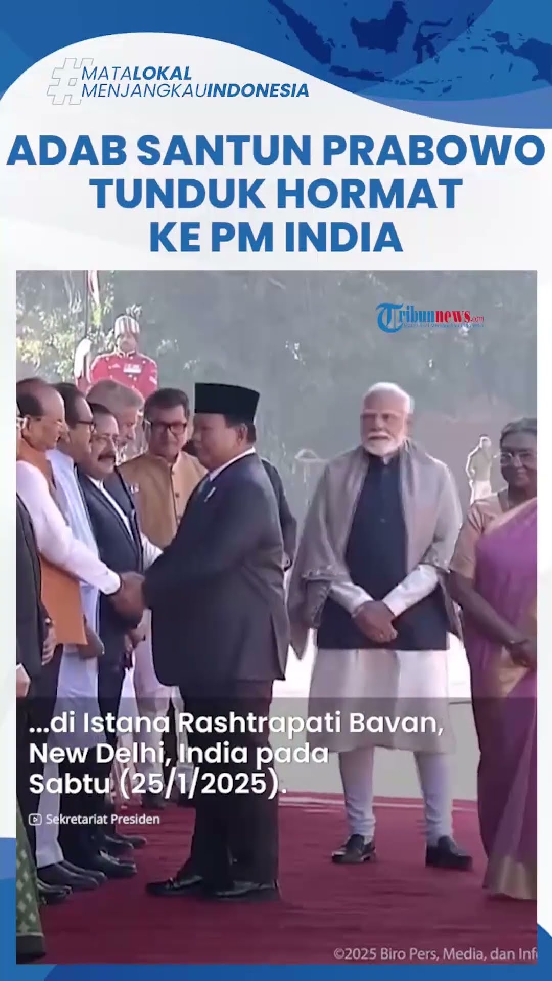 Adab Santun Presiden Prabowo, Katupkan Tangan Tunduk Hormat ke PM India saat Upacara Kenegaraan
