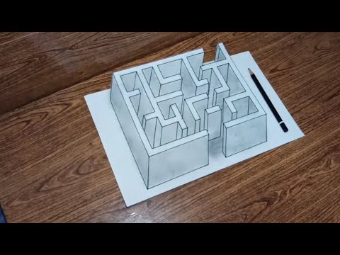 Cara menggambar 3d labirin by Simple drawing tutorial