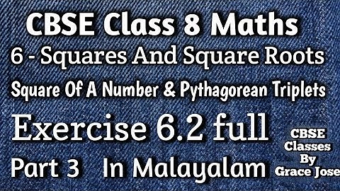 Exercise 6.2 , Square Of A Number & Pythagorean triplets CBSE Maths Class 8 Chapter 6 In Malayalam