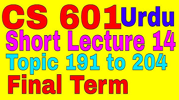 CS 601 Topic 191 to 204 Chapter 14 Short Lecture \ Zaheer ul Islam Shahin \ Urdu