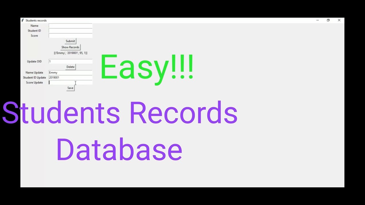Create A Students Records Database With Tkinter Python Part 1 - YouTube