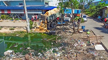 Amazing Start New Project!! Dump Truck Unloading soil Delete Garbage With Komat