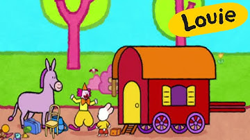 Louie, draw me a caravan | Learn to draw cartoon for kids