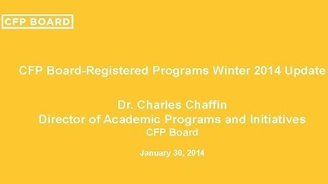 CFP Board-Registered Programs: Winter 2014 Update