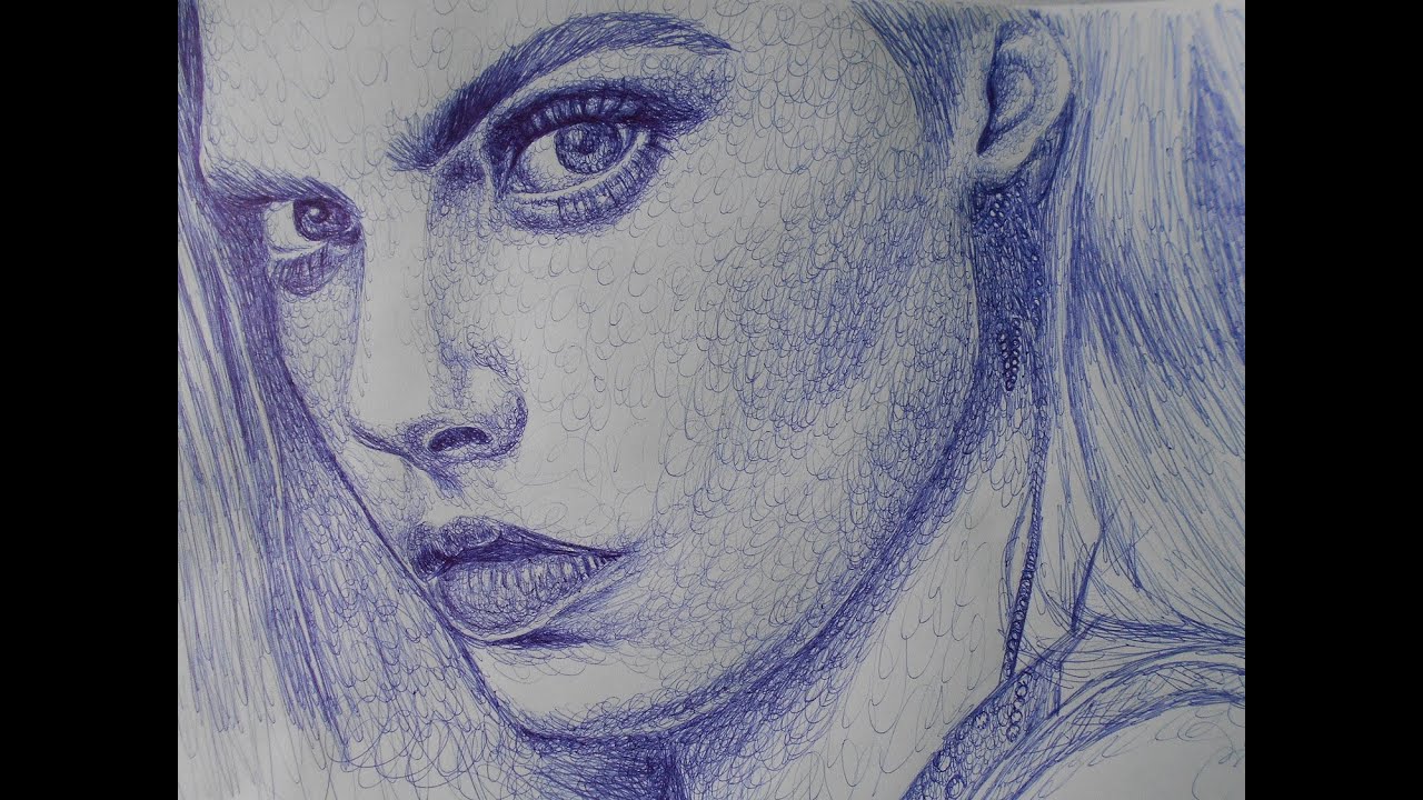 Drawing Scribble Method : How to draw cara delevingne with ballpoint pen scribbling