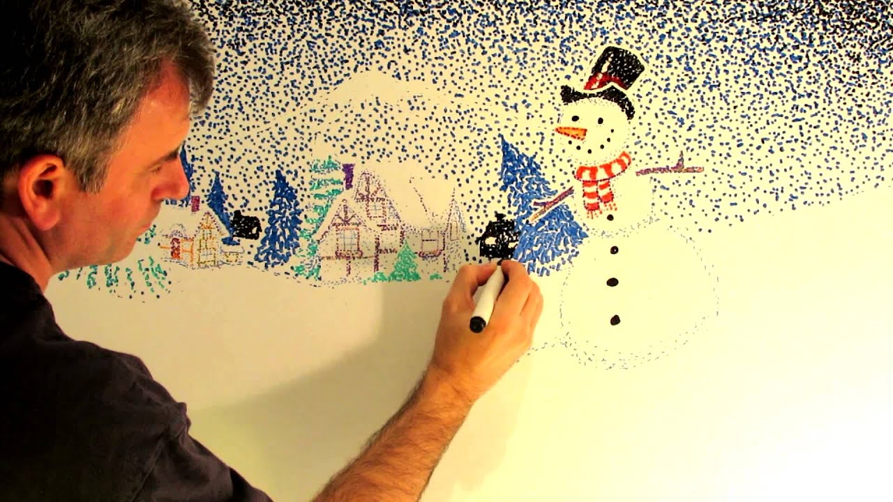Christmas Winter Scene on a whiteboard - YouTube