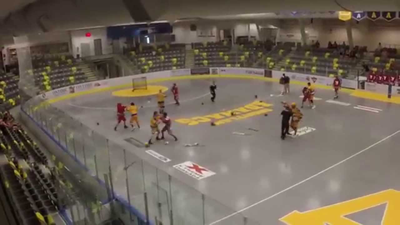 Huge Lacrosse Hit Goalie gets Leveled and Line Brawl Breaks Out YouTube