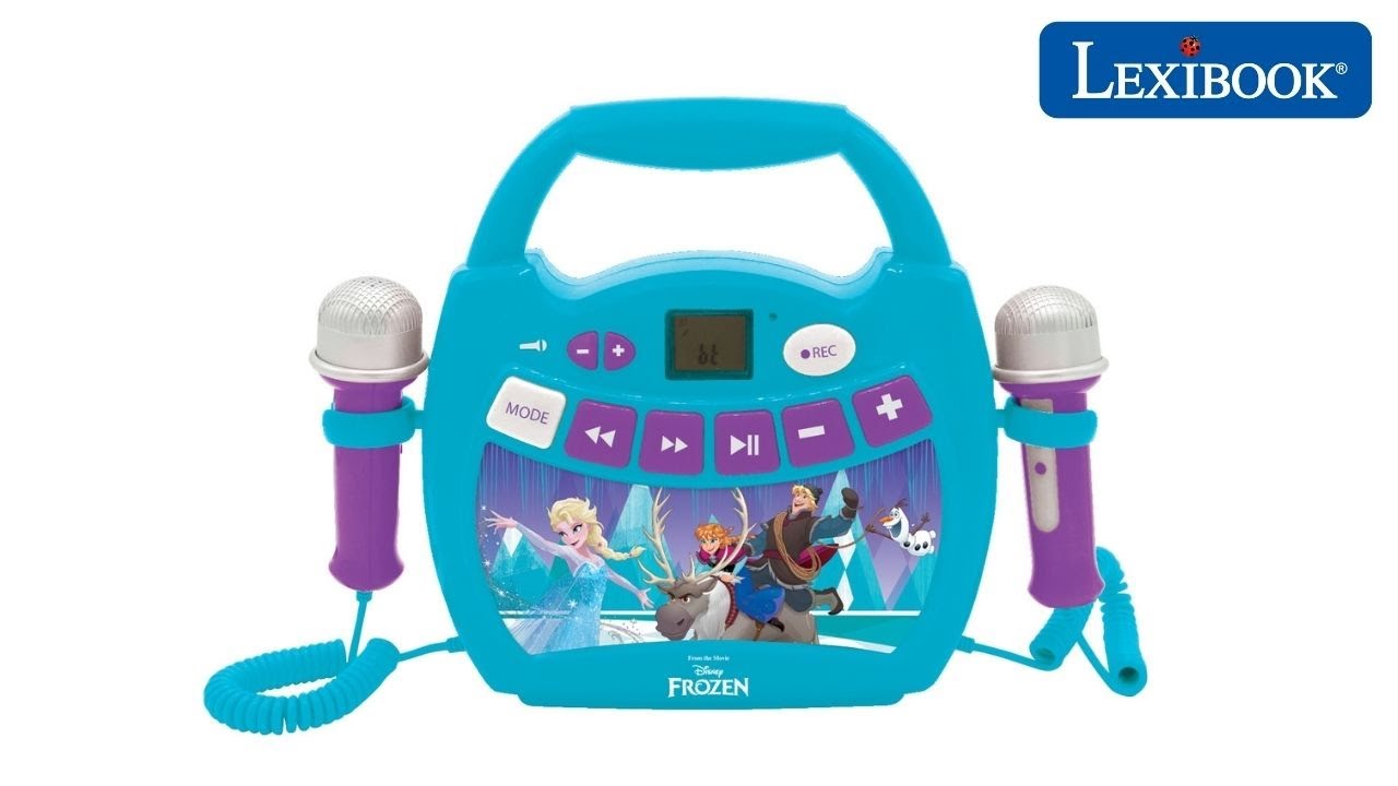 Lecteur CD pour enfant avec 2 microphones à piles La Reine des Neiges Elsa  bleu blanc