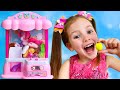 Sasha and Dima Plays with Harmful Sweets  & Colorful Gumball Machine - a story for children